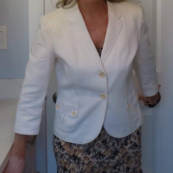 Ann Taylor Petites Light Yellow 3/4 sleeve cotton summer jacket, size 10 - Picture 6 of 14